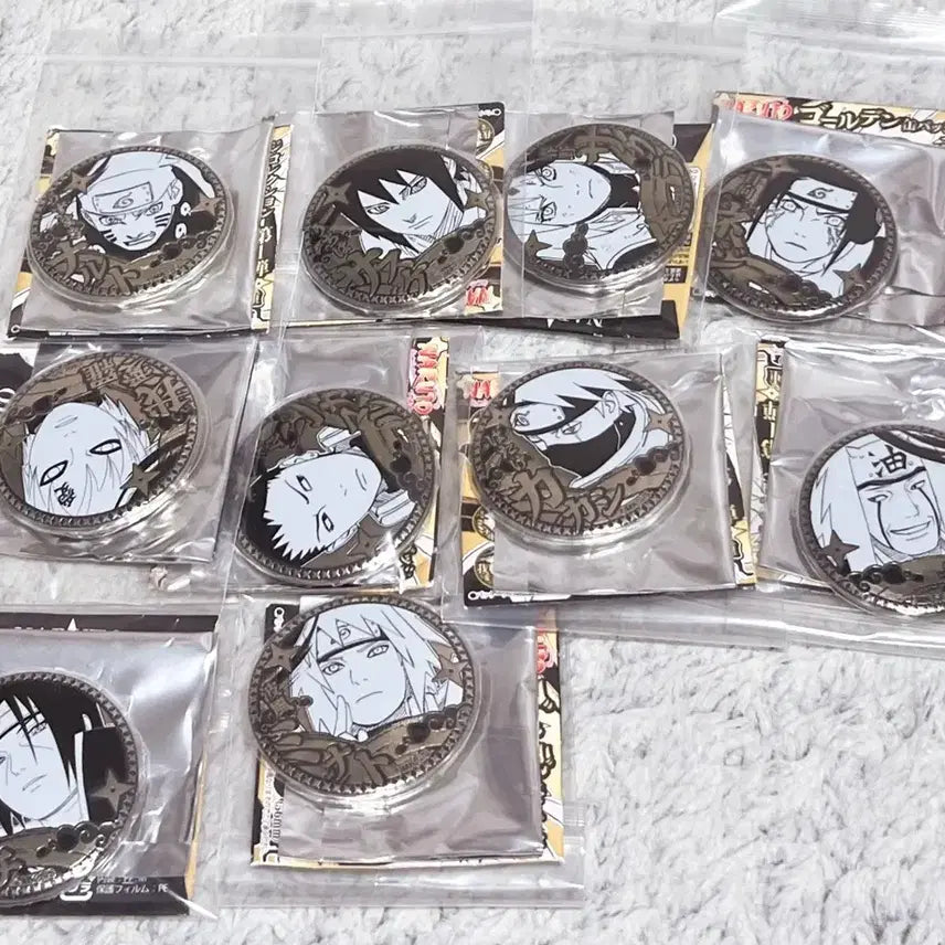 [BUNJANG] Naruto Sasuke Kakashi Itachi Gaara Golden Badge Bundle Set / 나루토 사스케 카카시 이타치 가아라 캔뱃지 골든 뱃지 미개봉 일괄