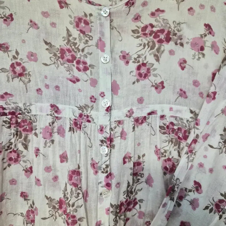[BUNJANG] Floral Pattern Gauze Blouse / 거즈면 플라워 패턴 블라우스