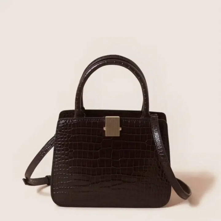[BUNJANG] Couronne Moka Brown Croc Embossed Leather Tote Bag / 쿠론 모카브라운 크로커 엠보 소가죽 토트백 숄더백 크로스백