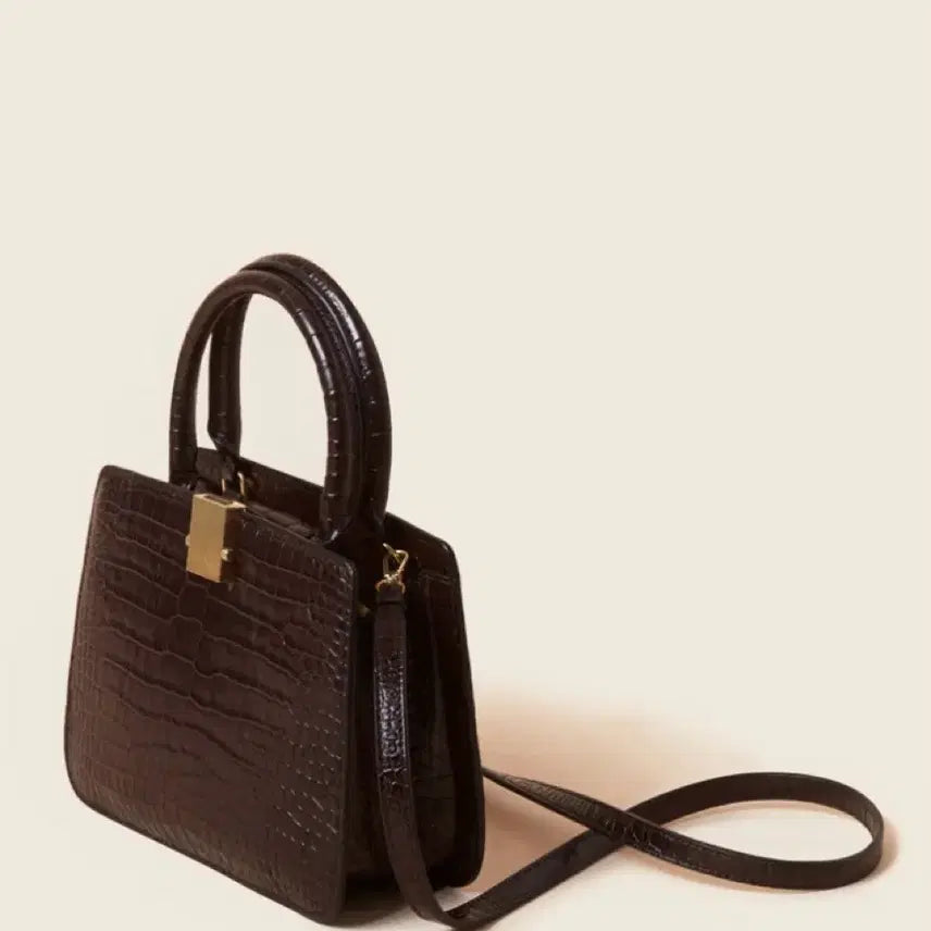 [BUNJANG] Couronne Moka Brown Croc Embossed Leather Tote Bag / 쿠론 모카브라운 크로커 엠보 소가죽 토트백 숄더백 크로스백