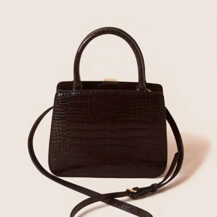 [BUNJANG] Couronne Moka Brown Croc Embossed Leather Tote Bag / 쿠론 모카브라운 크로커 엠보 소가죽 토트백 숄더백 크로스백