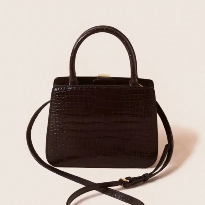 [BUNJANG] Couronne Moka Brown Croc Embossed Leather Tote Bag / 쿠론 모카브라운 크로커 엠보 소가죽 토트백 숄더백 크로스백