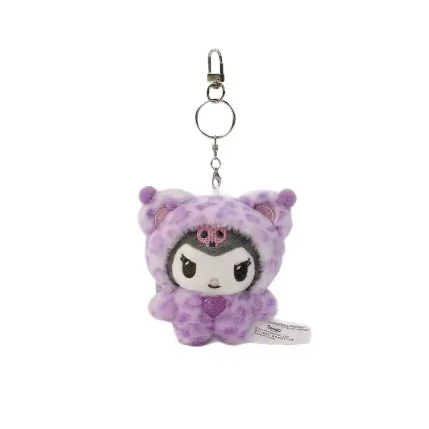 [BUNJANG] Kuromi Hooded Plush Keychain Doll / 쿠로미 후드 털 키링 인형 봉제인형