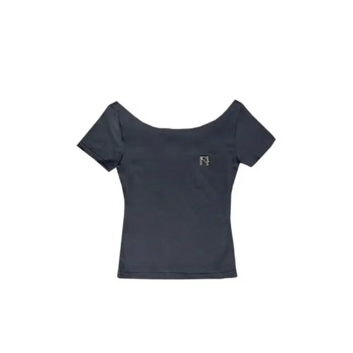 [BUNJANG] Newerlin Boat Neck Short Sleeve Top (Black) / 뉴얼린 보트넥 반팔(블랙)