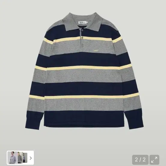 [BUNJANG] Grove Striped Long Sleeve Polo Shirt / 그로브 단가라 긴팔 카라티