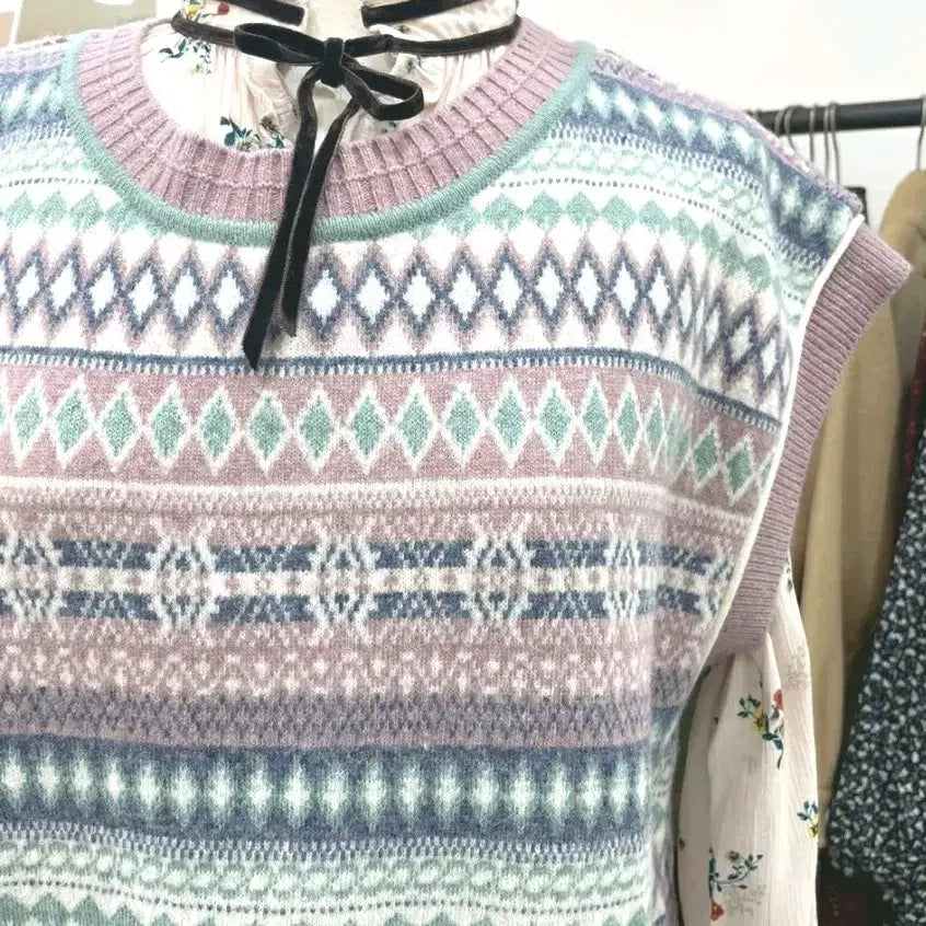 [BUNJANG] Thursday Island Jacquard Knit Vest / 써스데이아일랜드 자카드 니트 베스트 조끼