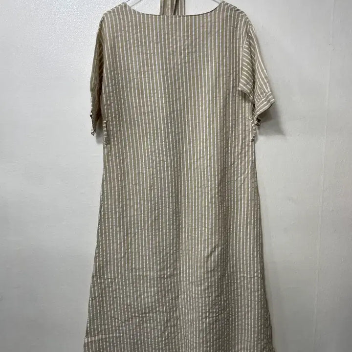 [BUNJANG] Vintage9 Beige Stripe Long Dress / 빈티지구 미센스 베이지 스트라이프 롱 원피스