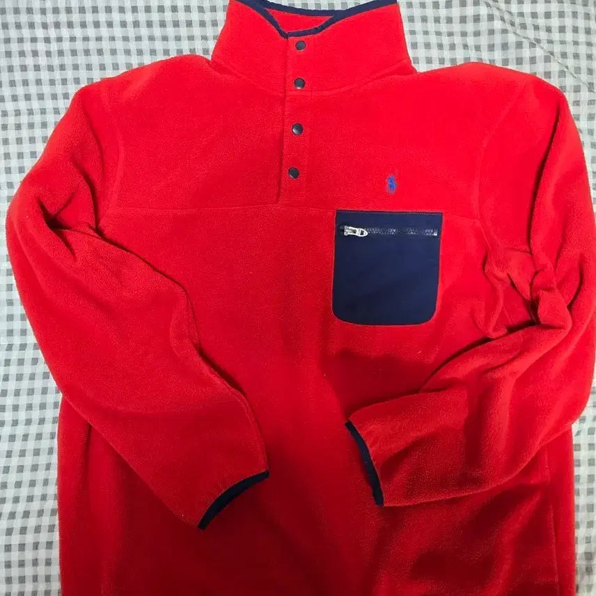 [BUNJANG] Polo Fleece Half Button Red XL / 폴로 플리스 하프버튼 레드 xl
