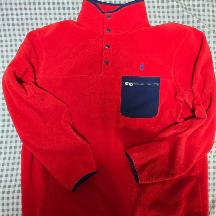 [BUNJANG] Polo Fleece Half Button Red XL / 폴로 플리스 하프버튼 레드 xl