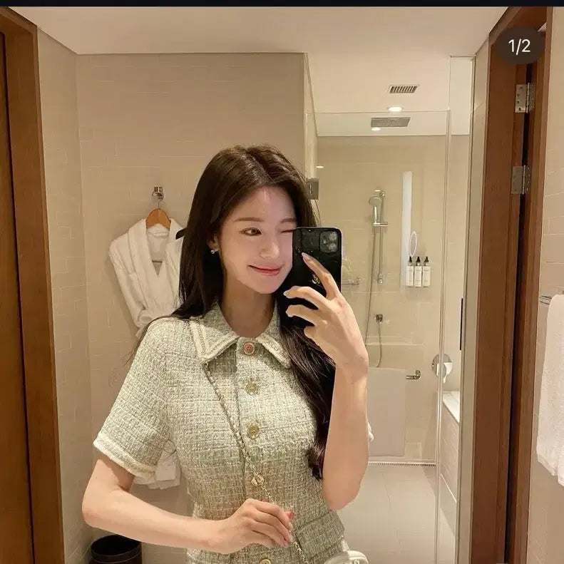 [BUNJANG] Blanche de Moon Tweed Mini Dress / 블랑드문 트위드 원피스 s