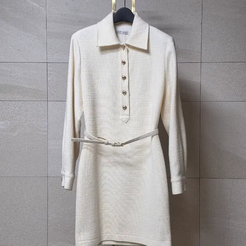 [BUNJANG] Angelo Bianco Wool 100% Belted Mini Dress / 안젤로 비앙코 울 100% 카라 벨티드 원피스