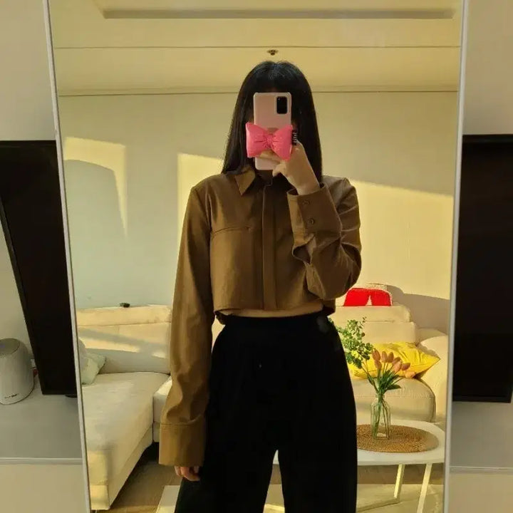 [BUNJANG] ZARA Pinstripe Crop Shirt / 자라 핀스트라이프 크롭셔츠