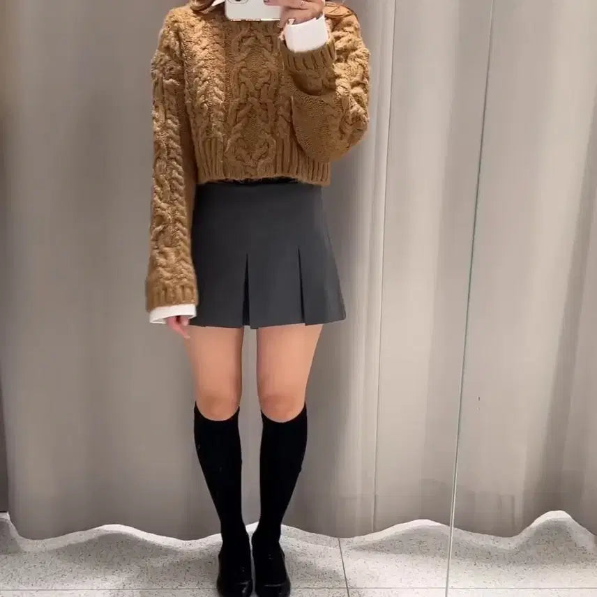 [BUNJANG] ZARA ZW Collection Wool Blend Pleated Mini Skirt / 자라 울 블렌드 플리츠 미니스커트 ZW COLLECTION
