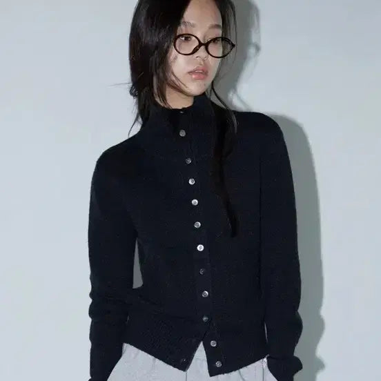 [BUNJANG] Michiko London High Neck Button Cardigan Black / 미치코런던 하이넥 버튼 가디건 블랙