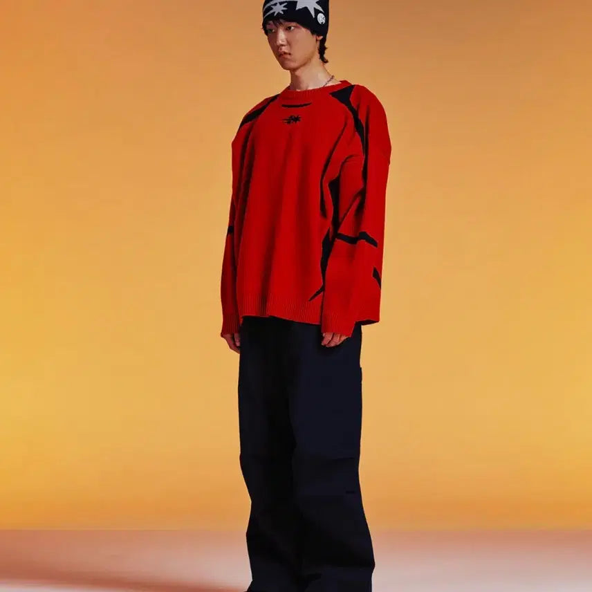 [BUNJANG] Nice Ghost Club 3 Stars Big Knit Sweater / 100) 나이스 고스트클럽 3스타즈 빅니트