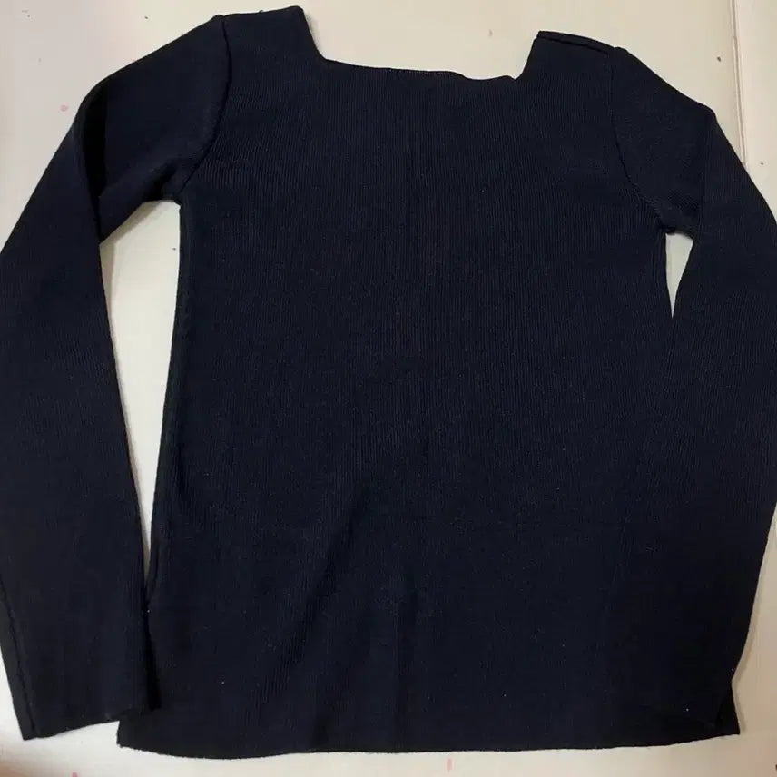 [BUNJANG] Nick&amp;Nicole Square Neck Black Knit Top / 새상품)닉앤니콜 봄가을용 스퀘어넥 블랙 긴팔 니트