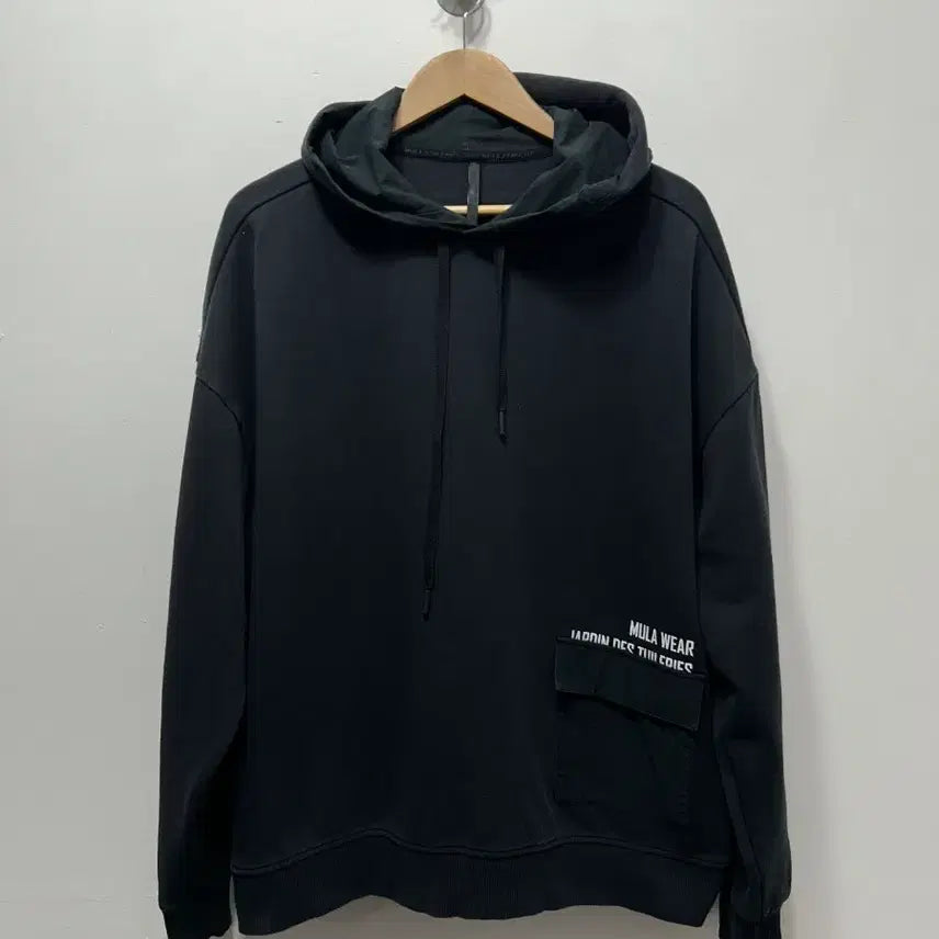 [BUNJANG] MULA WEAR Black Pocket Hoodie L / MULA WEAR 블랙 포켓 후드티 L