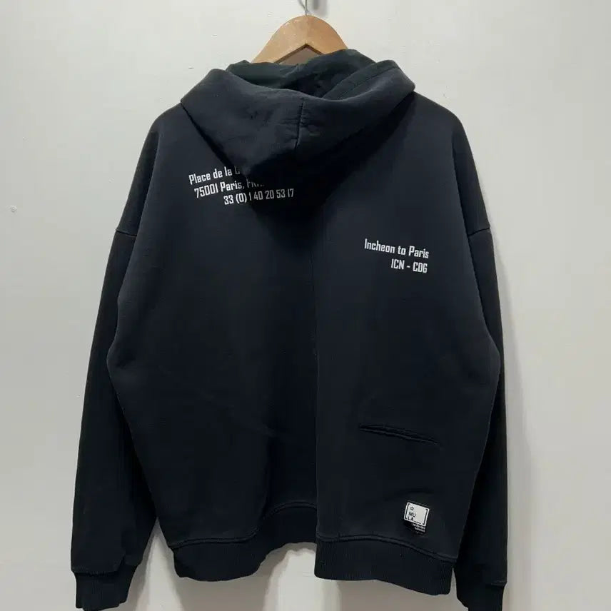 [BUNJANG] MULA WEAR Black Pocket Hoodie L / MULA WEAR 블랙 포켓 후드티 L
