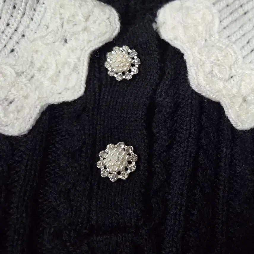 [BUNJANG] JJ JIGOTT Lace Collar Pullover Knit Black / 실착1회.JJ JIGOTT 레이스 칼라 풀오버 니트 블랙 55사이즈
