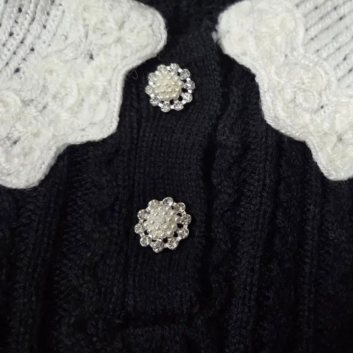 [BUNJANG] JJ JIGOTT Lace Collar Pullover Knit Black / 실착1회.JJ JIGOTT 레이스 칼라 풀오버 니트 블랙 55사이즈