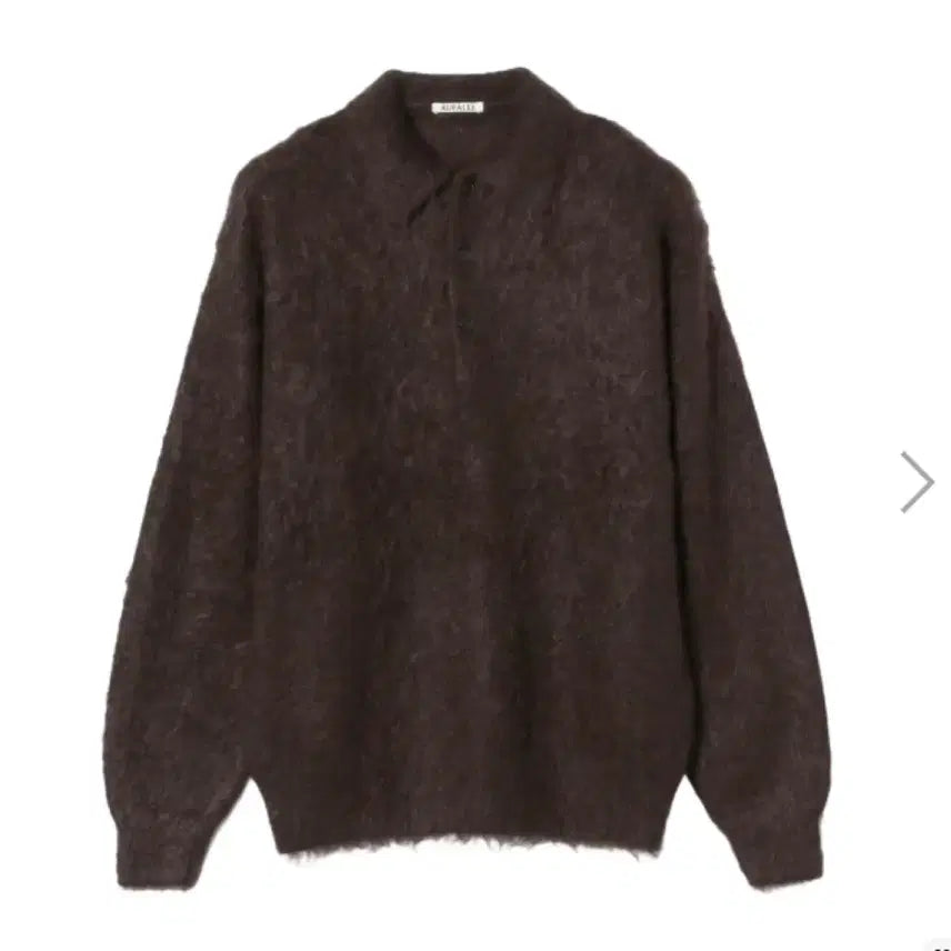 [BUNJANG] Auralee Brushed Super Kid Mohair Polo Knit Dark Brown Long Sleeve / 오라리 브러쉬드 슈퍼키드 모헤어 폴로 니트 다크브라운 긴팔