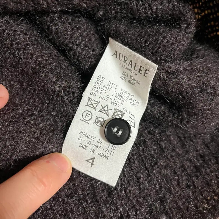 [BUNJANG] Auralee Brushed Super Kid Mohair Polo Knit Dark Brown Long Sleeve / 오라리 브러쉬드 슈퍼키드 모헤어 폴로 니트 다크브라운 긴팔