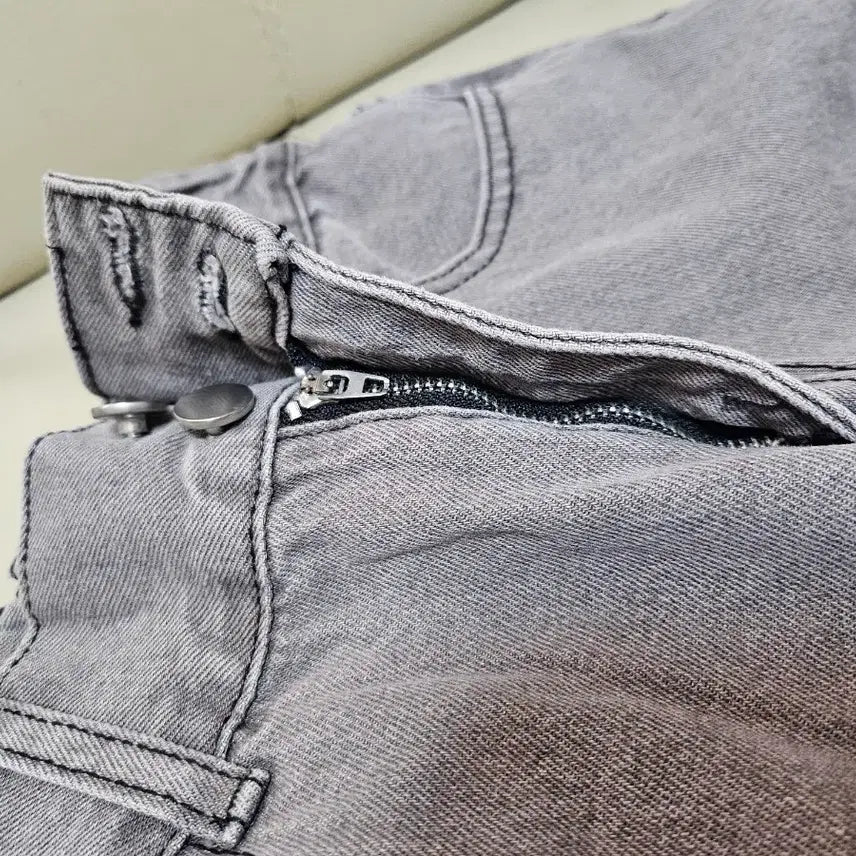 [BUNJANG] Gray Wide Denim Pants / 그레이 와이드 데님 팬츠
