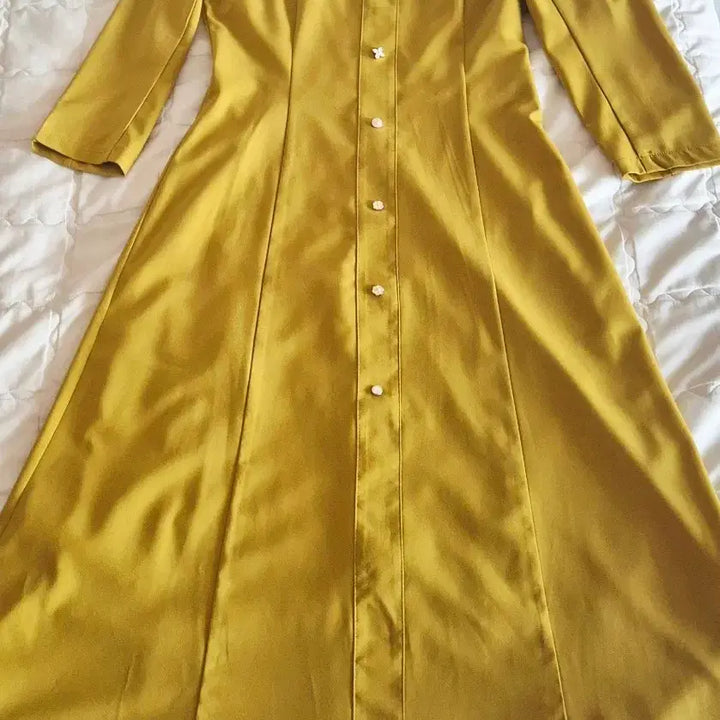 [BUNJANG] Mustard 3/4 Sleeve Long Dress / 택포 1만 7부 원피스 봄 롱 원피스