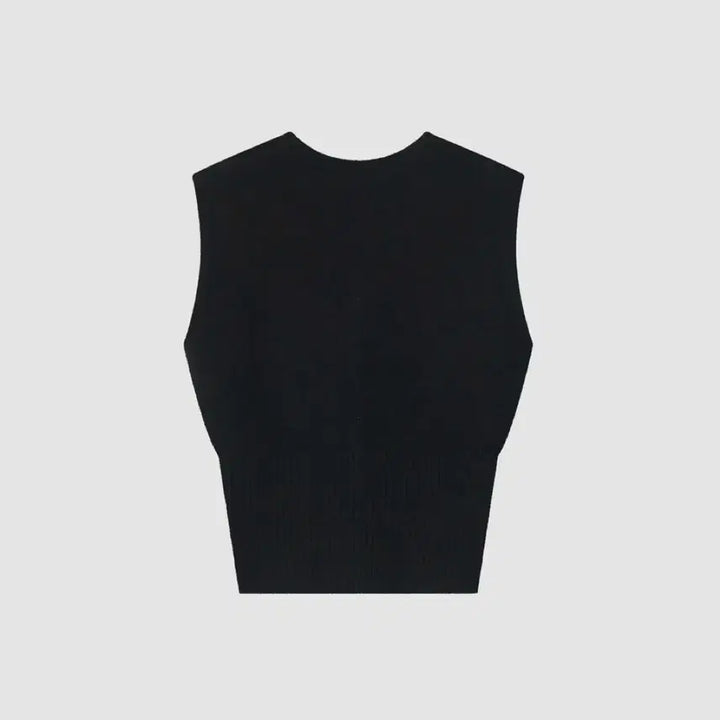 [BUNJANG] The Reel Nancy Knit Vest Black / 더릴 Nancy Knit Vest Black