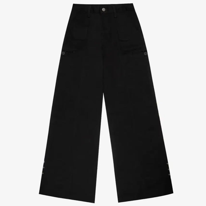 [BUNJANG] Mireco Pocket Wide Cotton Cargo Pants - Black / 미레코 미니 포켓 와이드 코튼 팬츠 카고 팬츠 블랙