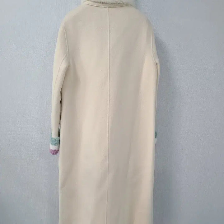 [BUNJANG] Satin Ivory Long Coat / Satin 퍼 카라 롱 코트 아이보리