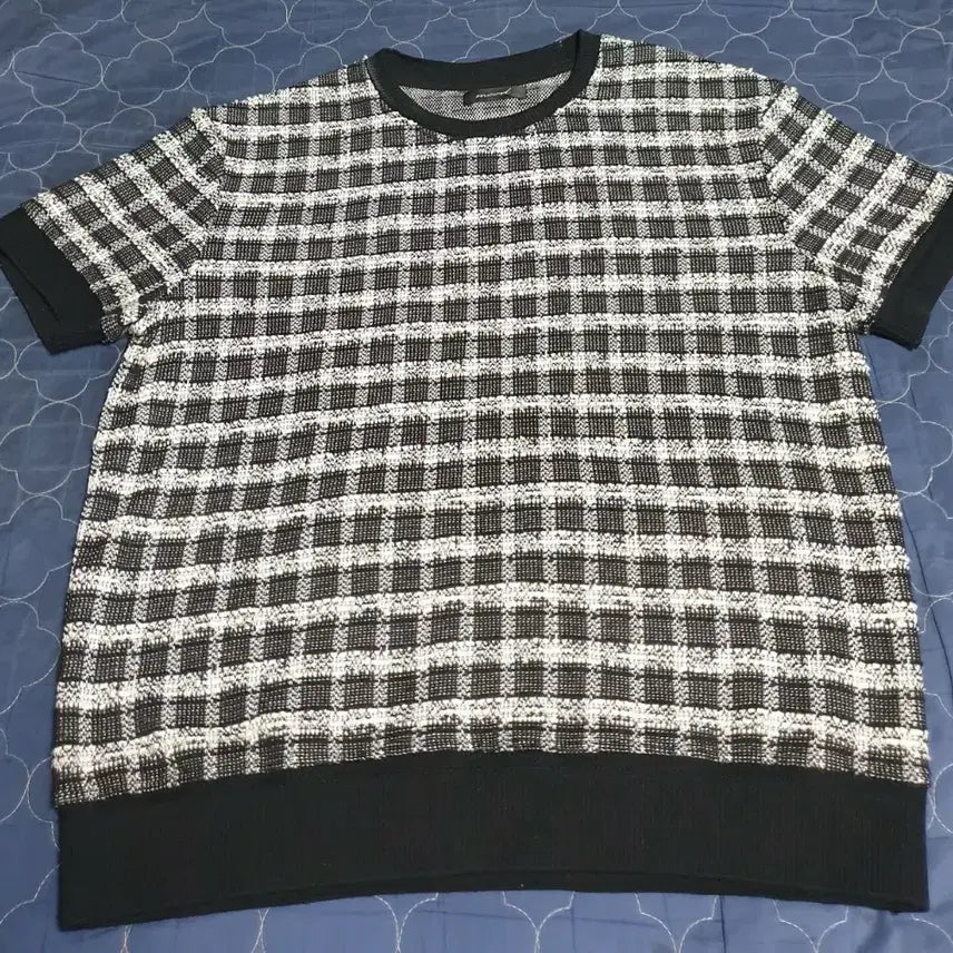 [BUNJANG] MOOD Tweed Short Sleeve Top / MOOD 트위드 반팔티 블랙&amp;화이트 (M)