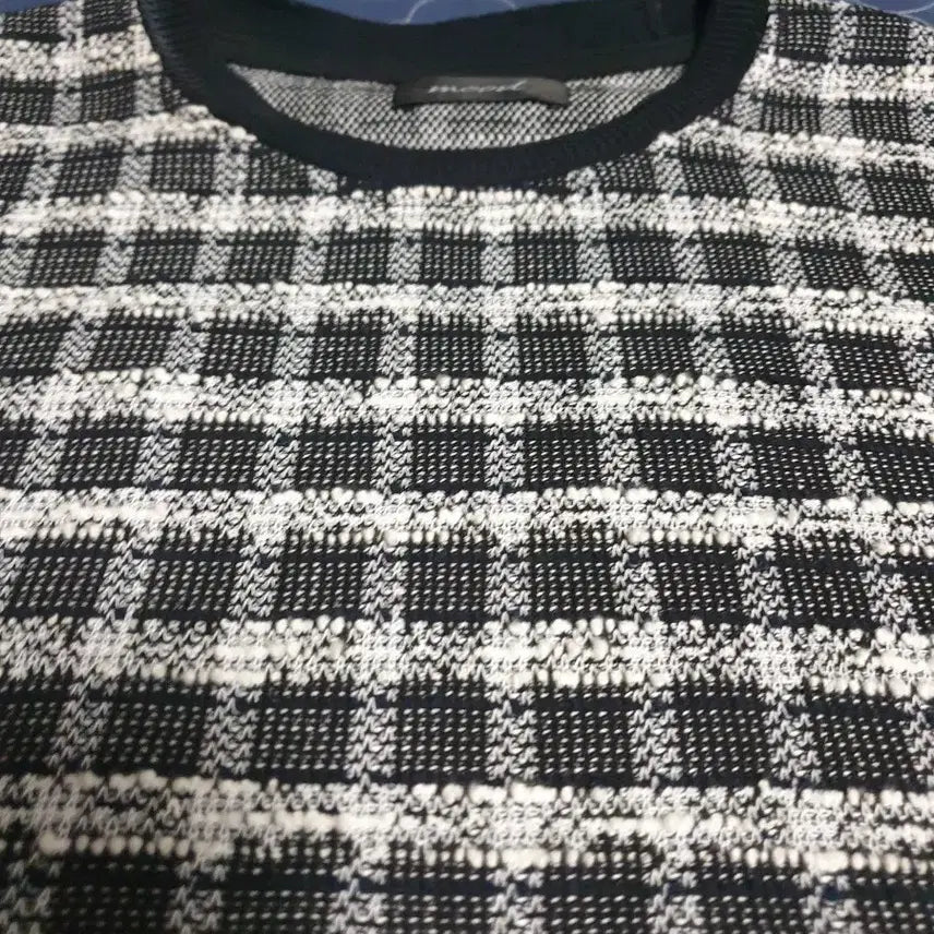 [BUNJANG] MOOD Tweed Short Sleeve Top / MOOD 트위드 반팔티 블랙&amp;화이트 (M)