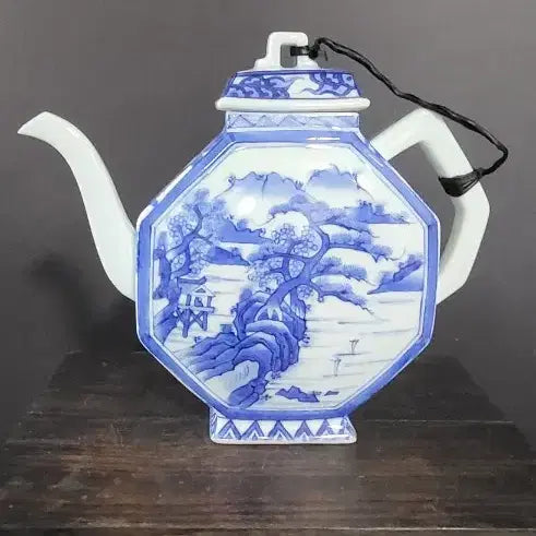 [BUNJANG] Celadon Porcelain Wine Bottle / 청화백자 편병 주병(k-269)