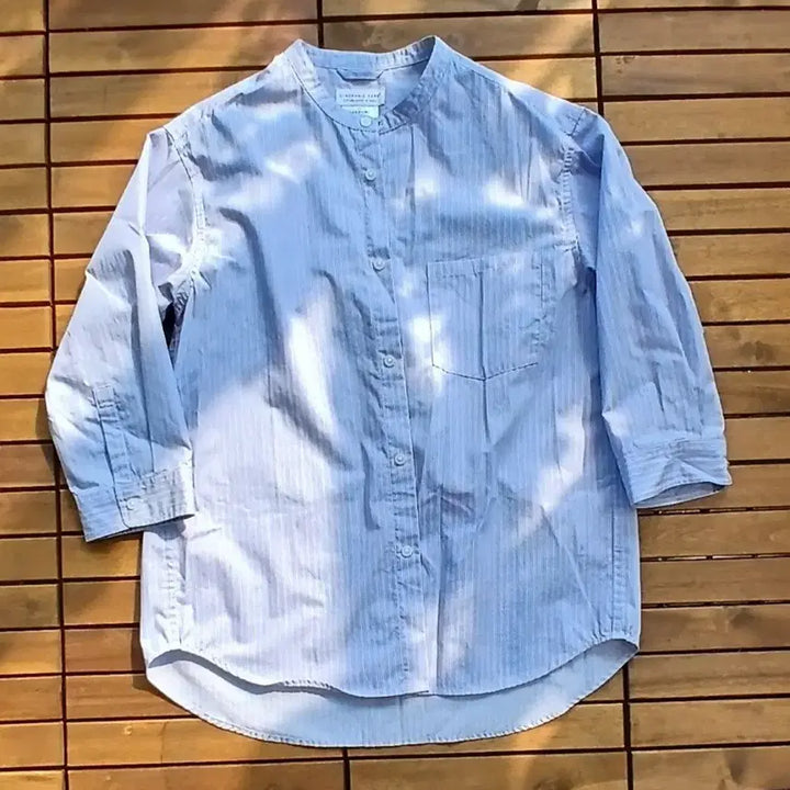 [BUNJANG] Giordano China Collar Shirt Sky Blue / [지오다노] 차이나 카라 셔츠 하늘색