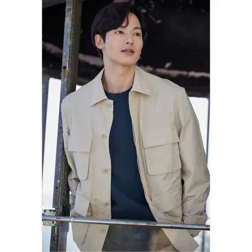 [BUNJANG] Epigram Beige Ripstop Safari Jacket for Men / 에피그램 베이지색 남성 립스타 사파리 자켓