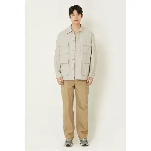 [BUNJANG] Epigram Beige Ripstop Safari Jacket for Men / 에피그램 베이지색 남성 립스타 사파리 자켓