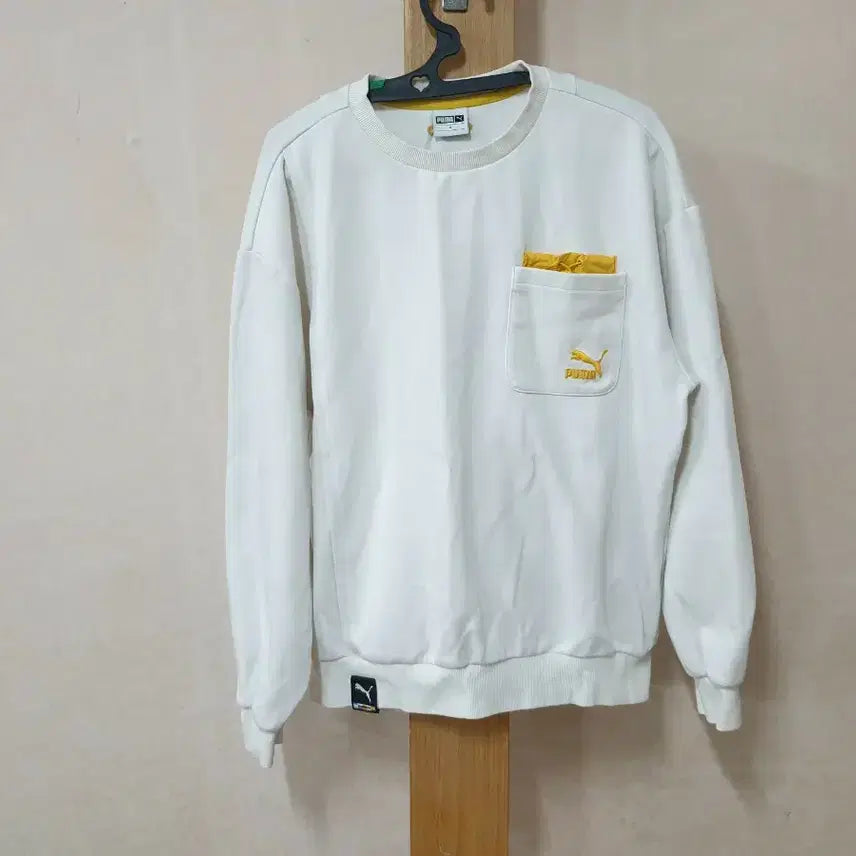 [BUNJANG] Puma White Pocket Sweatshirt M / 퓨마 화이트 포켓 맨투맨 M