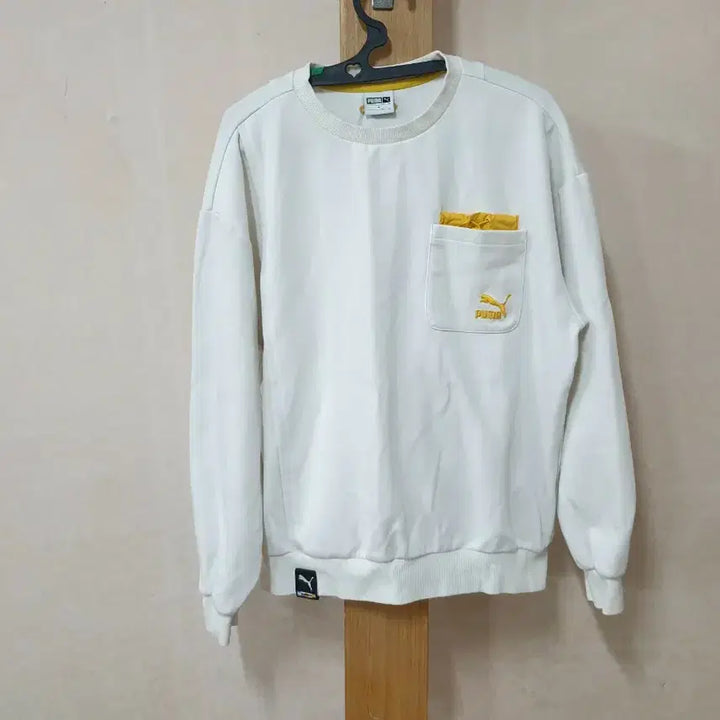 [BUNJANG] Puma White Pocket Sweatshirt M / 퓨마 화이트 포켓 맨투맨 M