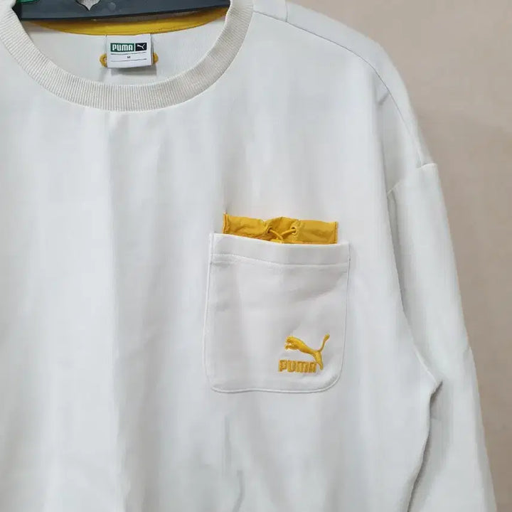 [BUNJANG] Puma White Pocket Sweatshirt M / 퓨마 화이트 포켓 맨투맨 M