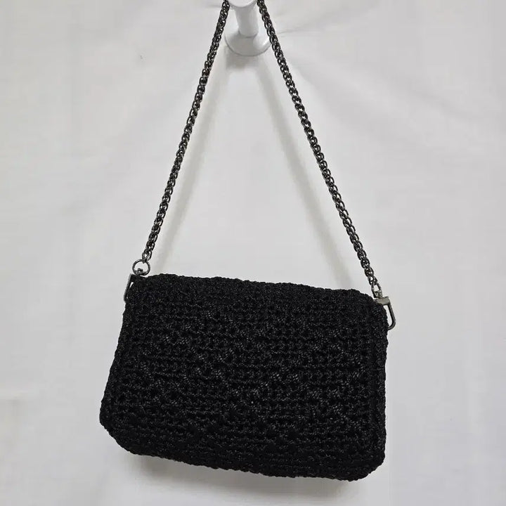 [BUNJANG] Black Rattan Mini Chain Shoulder Bag / 블랙 라탄 미니 블랙 체인 숄더백 토트백 핸드백 0312