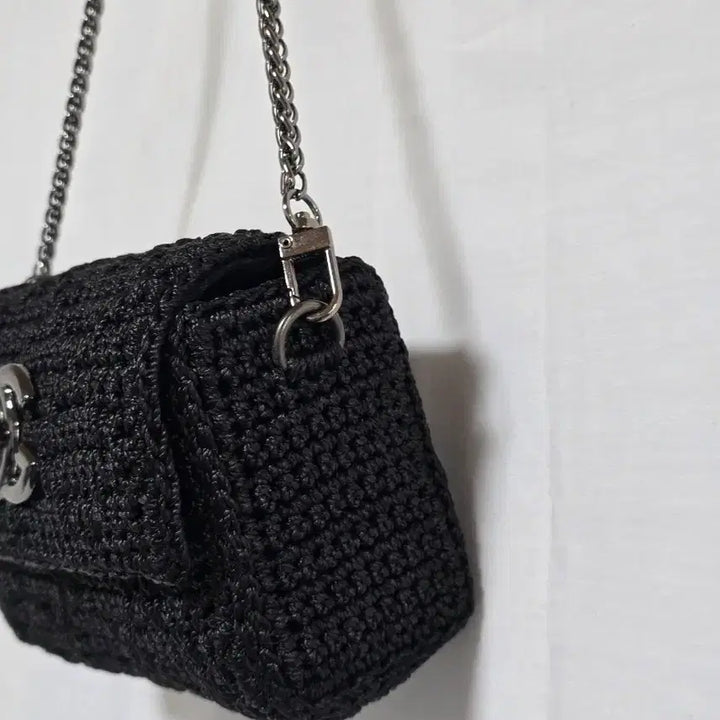 [BUNJANG] Black Rattan Mini Chain Shoulder Bag / 블랙 라탄 미니 블랙 체인 숄더백 토트백 핸드백 0312