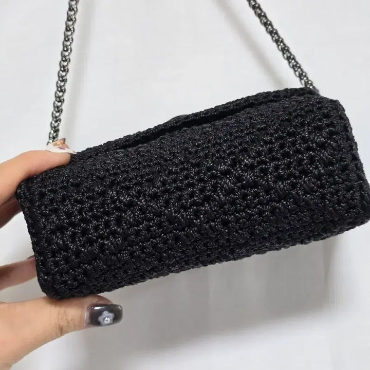 [BUNJANG] Black Rattan Mini Chain Shoulder Bag / 블랙 라탄 미니 블랙 체인 숄더백 토트백 핸드백 0312