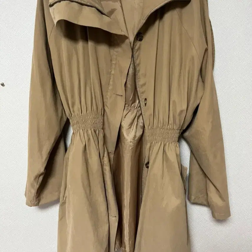[BUNJANG] Khaki Hooded Bending Coat / 카키색 밴딩 후드코트