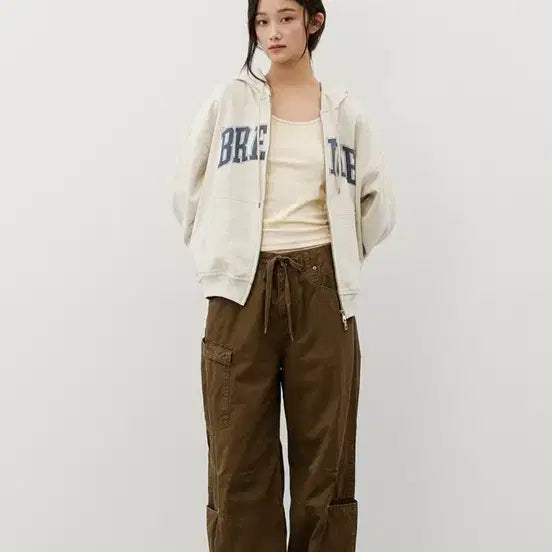 [BUNJANG] Citybreeze Arch Logo Hoodie Zip-up Olive Mint / 시티브리즈 브리즈 아치 로고 후디 집업 올리브 민트
