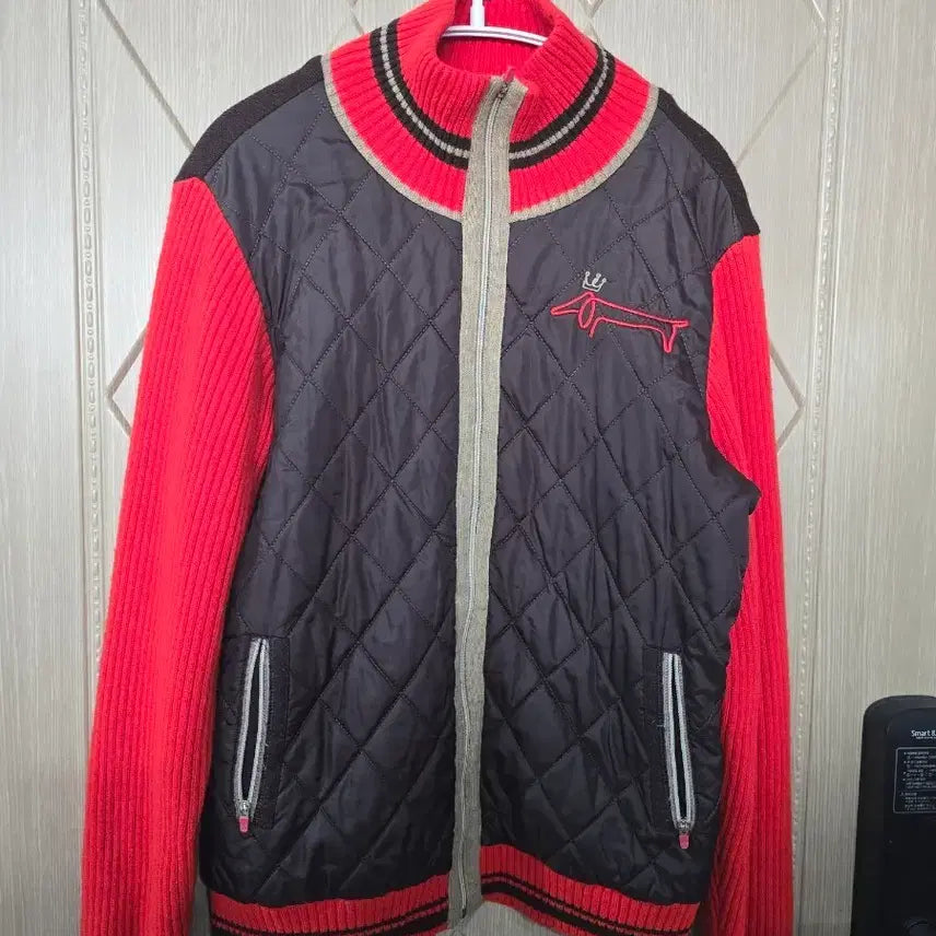 [BUNJANG] Daks Quilted Knit Color Block Zip-up Jacket / 닥스 퀼팅 니트 배색 집업 자켓
