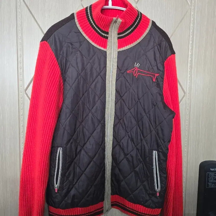 [BUNJANG] Daks Quilted Knit Color Block Zip-up Jacket / 닥스 퀼팅 니트 배색 집업 자켓