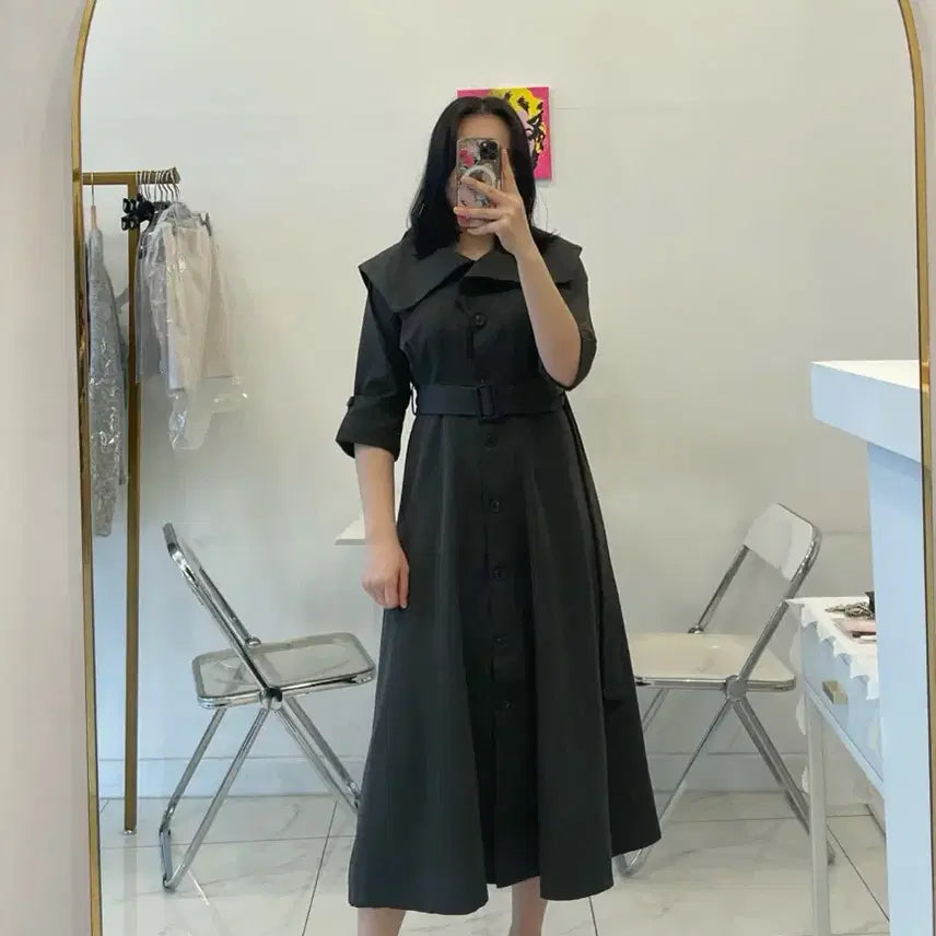 [BUNJANG] Sailor Collar Long Dress / 세일러카라 원피스