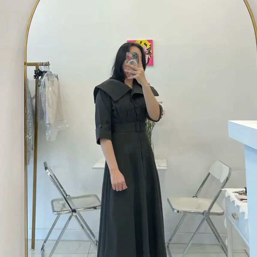 [BUNJANG] Sailor Collar Long Dress / 세일러카라 원피스