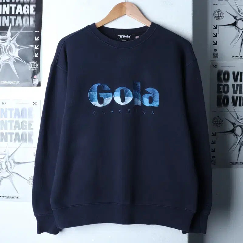 [BUNJANG] S Big Logo Navy Old School Sweatshirt / (S) 골라 맨투맨 티셔츠 빅로고 네이비 올드스쿨-17867